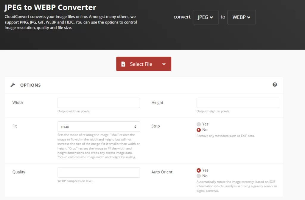 cloud convert jpeg to webp image input fields